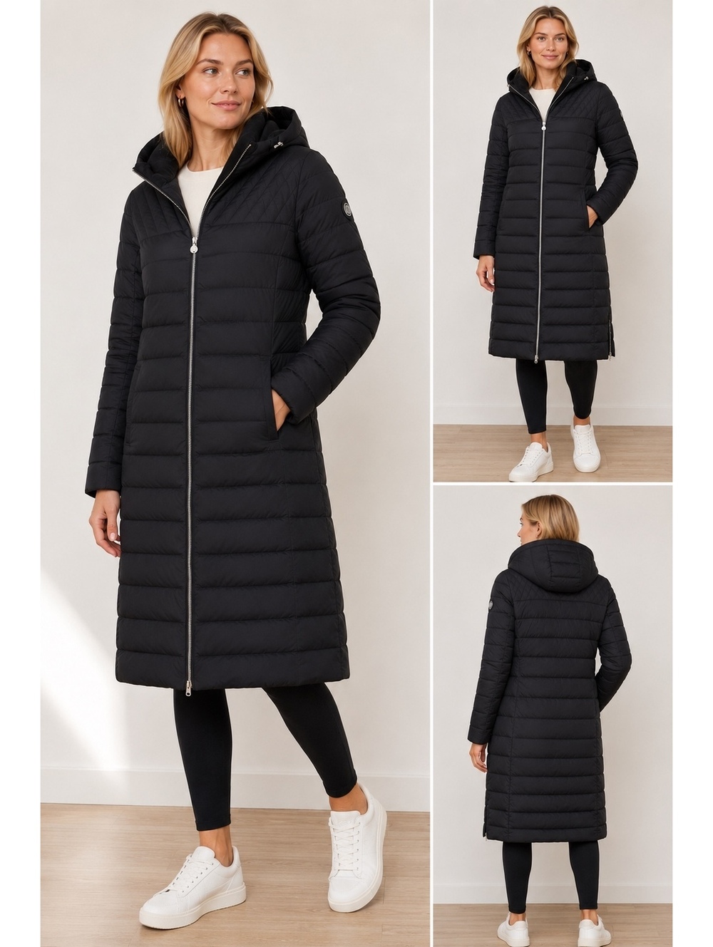 Bernardo PrimaLoft Black Hooded Long Puffer Coat Jacket Women’s Large NWOT